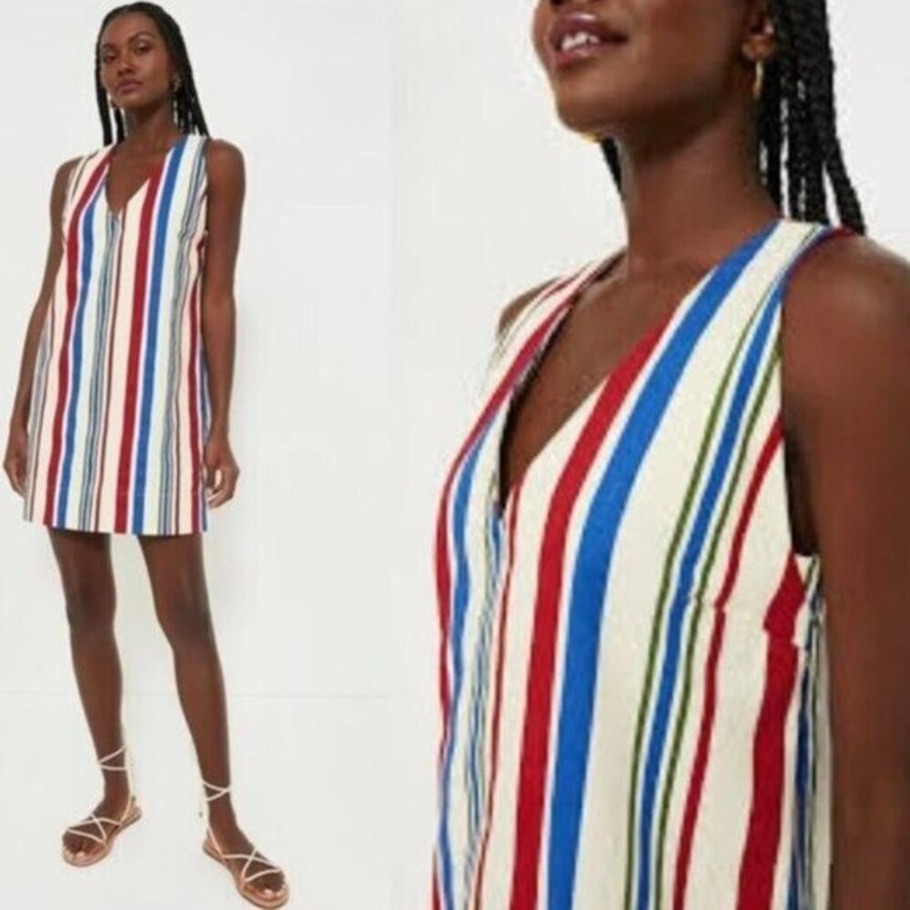 Pomander Place | NEW Americana Stripe Kira V-neckline Mini Dress Size M - Picture 2 of 12